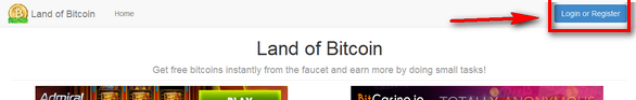 реєстрація на Land of Bitcoin